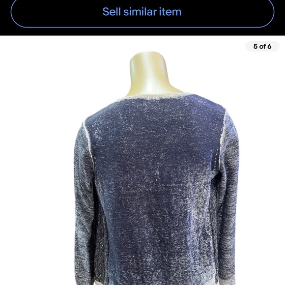 Chico's Cardigan Sweater Size 1 Blue & Silver Metallic Open Front Glittery Top - Picture 5 of 9